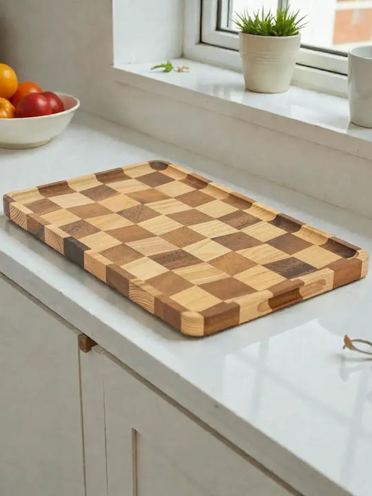 Ξύλινα Ορθογώνια Πιάτα End Grain Ακακίας & Rubberwood Με Τοίχωμα 38x24 Εκ.