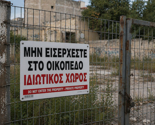 Μην Εισερχεστε Στο Οικοπεδο-ιδιωτικος Χωρος Πινακιδα Αλουμινιου 21χ32 Ινfosign 21040