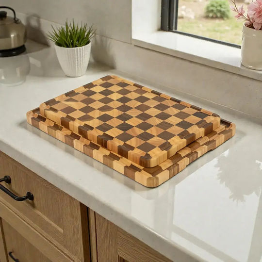 End Grain Wooden Serving Platter 40x28cm pl505.033