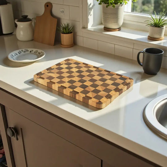 End Grain Wooden Serving Platter 40x28cm pl505.033