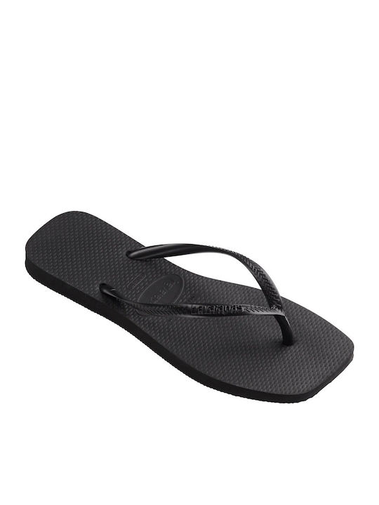 Slim Square Flip Flops in Black Colour