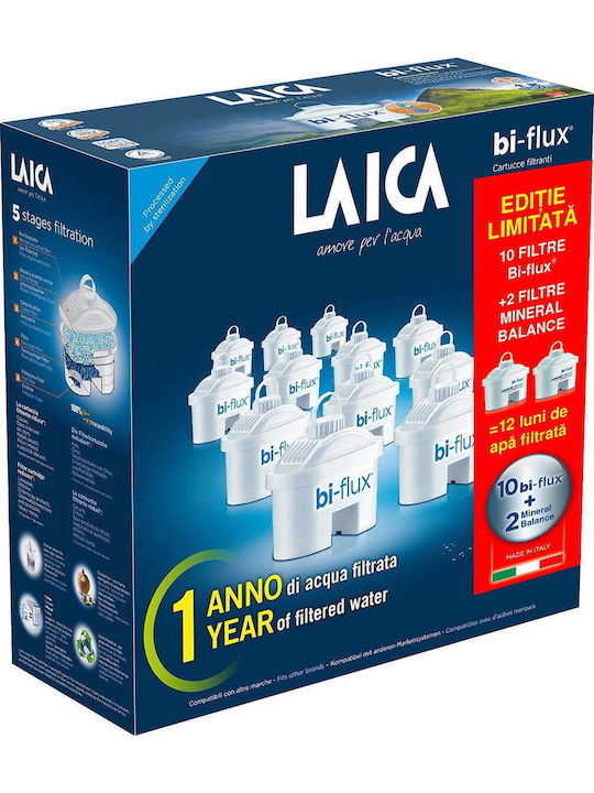 Laica Filtru De Apă De Schimb Pentru Cană Din Carbon Activat Bi-flux 5 μm 12 Bucăți