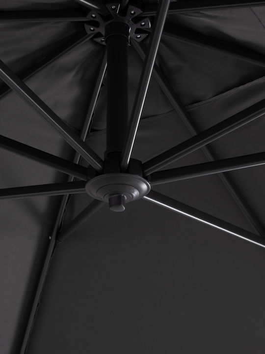 Professionelle Hängende Quadratische Garten- und Terrassen-Sonnenschirm aus Aluminium Javante Grau 2,7x2,7m
