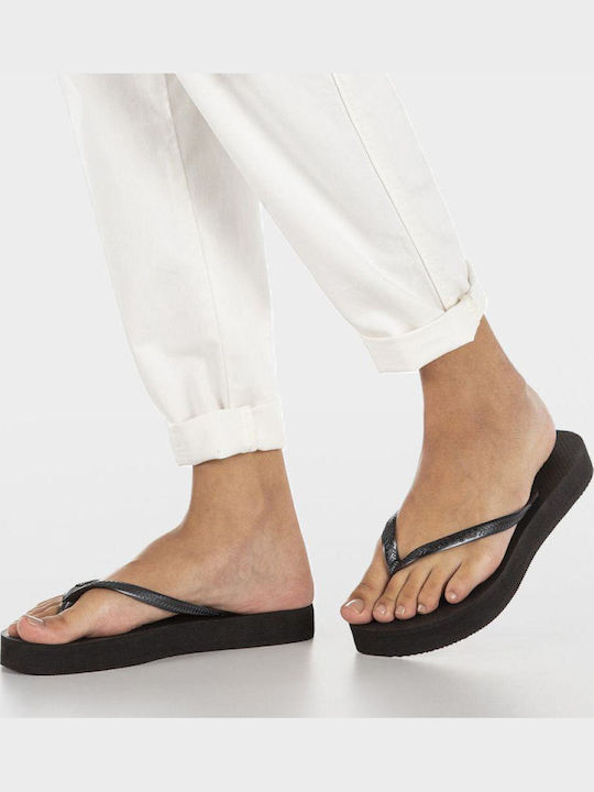 Slim Flatform Джапанки в Черен Цвят