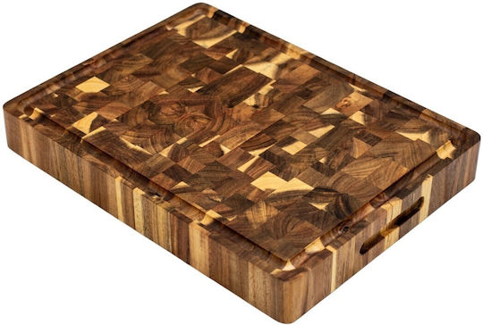 Ξύλινη Επιφάνεια Κοπής Ακακία Καρυδιά Rubberwood 50x40x5 Εκ