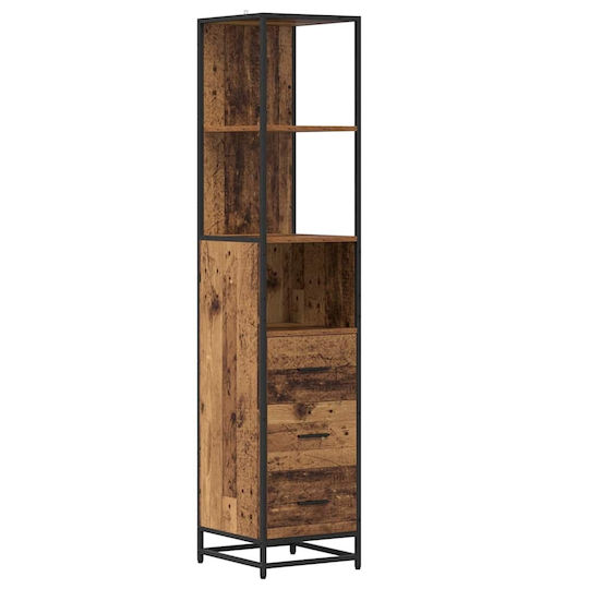 vidaXL Vanity Unit Without Sink With Mirror & Column M80xD33xH60cm Old Wood