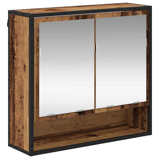 vidaXL Vanity Unit Without Sink with Mirror & Column M80xD33xH60cm Old Wood