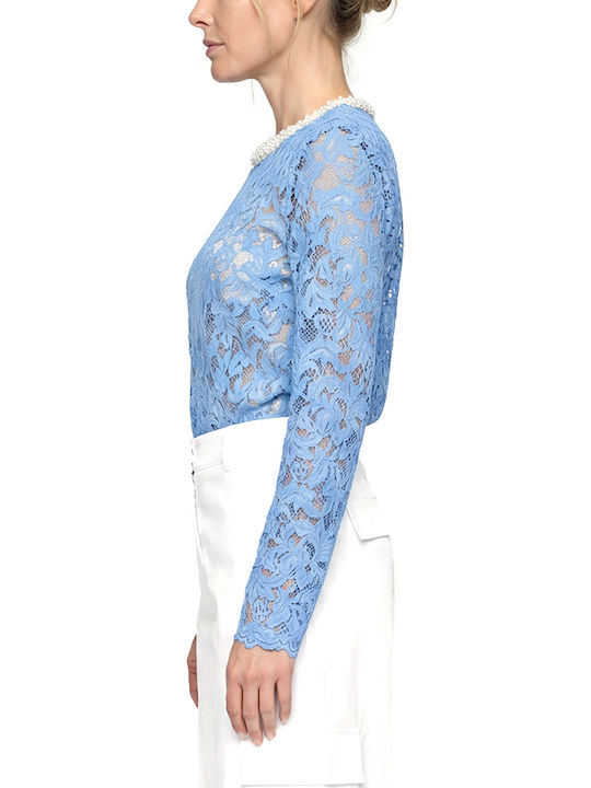 Bluza Damă Bumbac Mânecă Lungă Albastră