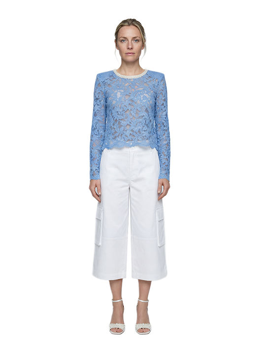 Bluza Damă Bumbac Mânecă Lungă Albastră