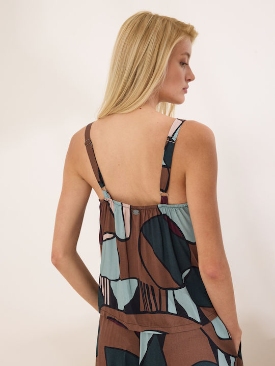 Γυναικείο Crop Top με Τιράντες & V Λαιμόκοψη Cacao