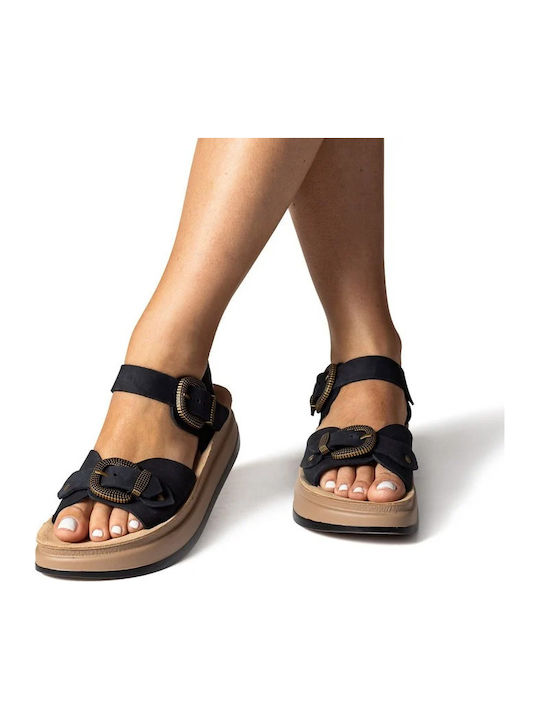 Leather Women's Anatomic Sandals Flatforms Black