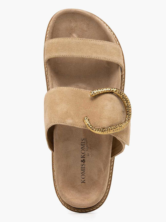 Damen Flache Sandalen Braun
