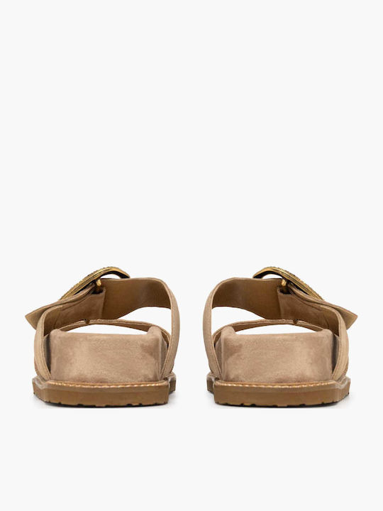 Damen Flache Sandalen Braun
