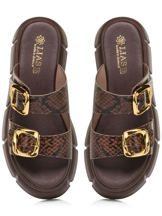 Sandale Casual Damă Flatforme Maro Din Piele