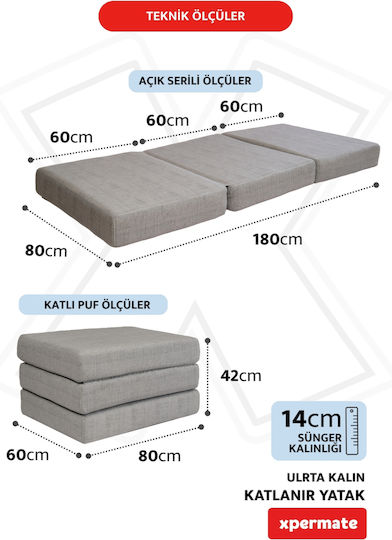 SteweHome Halb doppelt Camping Schlafmatte 180x80cm Dicke 14cm Graue