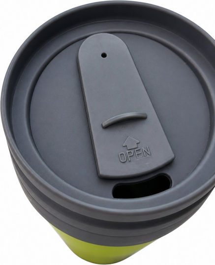 Kunststoff Thermosflasche Glas 350ml Grün mit Handgriff