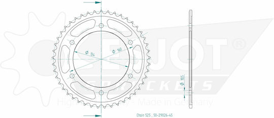 Esjot Steel Rear Sprocket 525 Chain 45 Teeth 50-29026-45