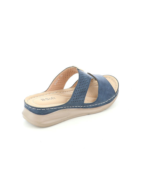Sommer Damenplattformen im Pantoffelstil Blau 306/002-2_MPLE