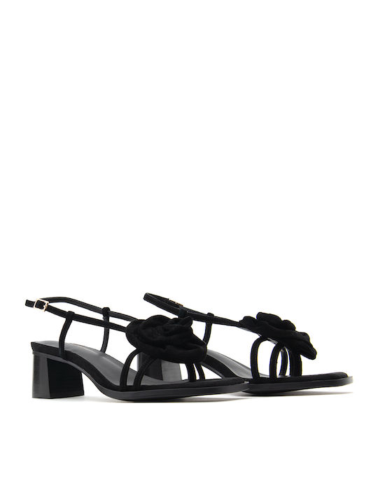 Suede Damen Sandalen Schwarz