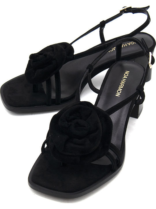 Suede Damen Sandalen Schwarz