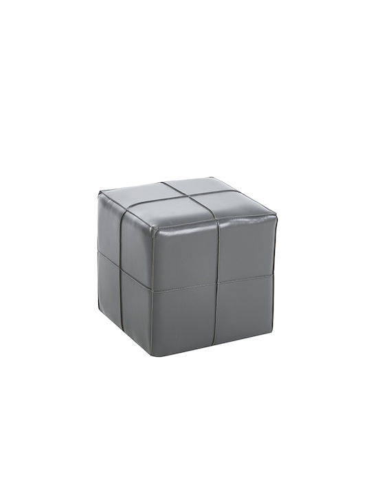 Living Room Stool Upholstered with Artificial Leather Enzo Grey 31x31x31cm