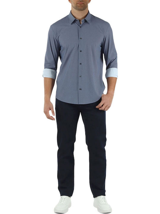 Boss Fit Short Sleeve Shirt in Regular Fit Blue-White