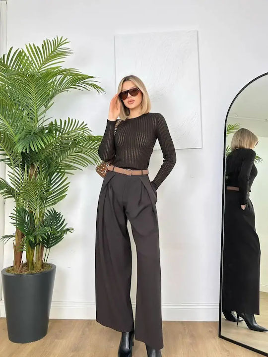 Misstix Dunkle Damen Baumwoll-Set Pantaloona in Schlank Passform Dunkelbraun (Espresso)