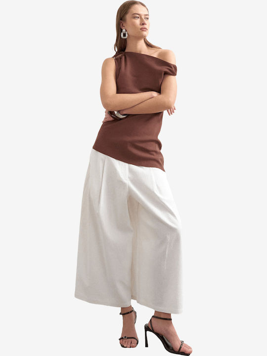 Women's Linen Pantaloons in Wide Leg Style White