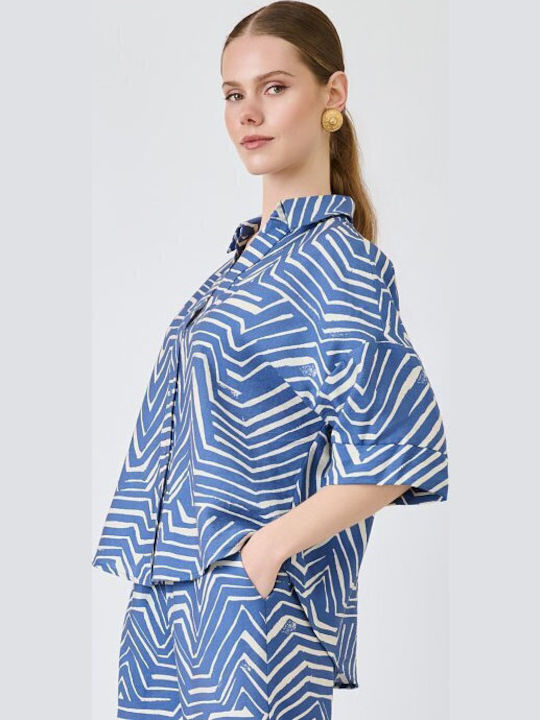 Women's Blue Set with Trousers with Rubber Band