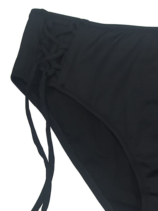 Bikini Slip με Κορδονάκια Μαύρο