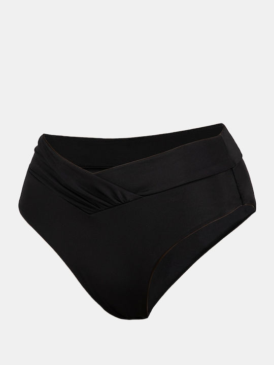 Bikinihosen Slip Hohe Taille Schwarz