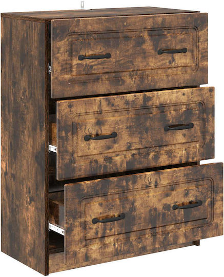 Wooden Bedroom Chest of Drawers Smoked Oak 66x34.5x87 cm