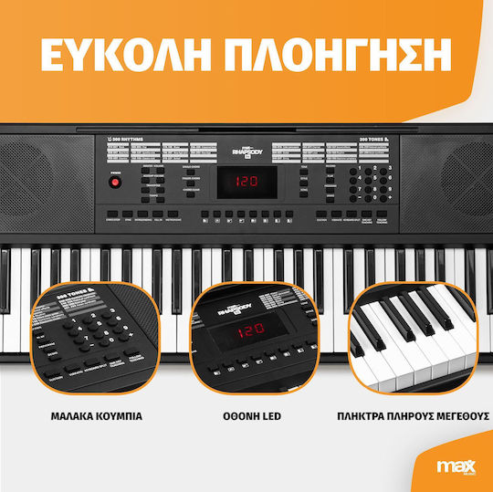 Max Keyboard RHAPSODY54 with 54 Keys with Stand Black