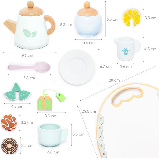 UMU Toys Παιχνίδι Σετ Τσαγιού από Ξύλο για 3+ Ετών