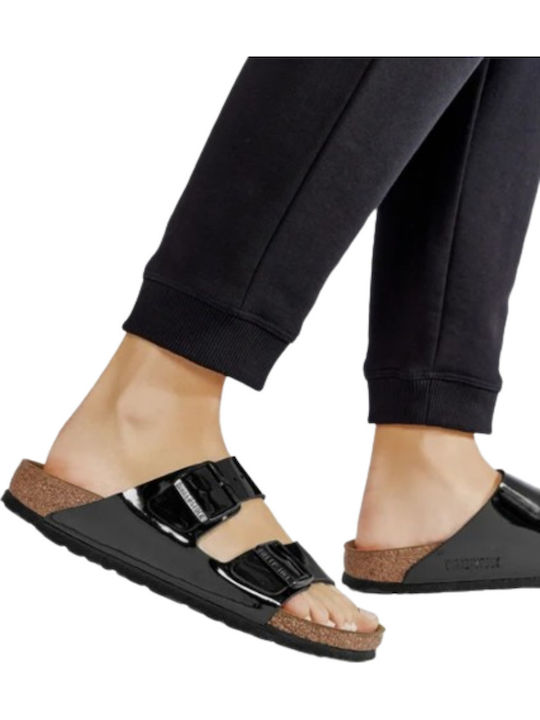 Arizona Birko-Flor Patent Women's Anatomic Black Narrow Fit Sandals