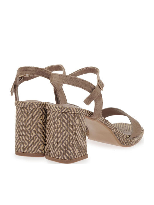 Suede Mules με Τακούνι σε Καφέ Χρώμα