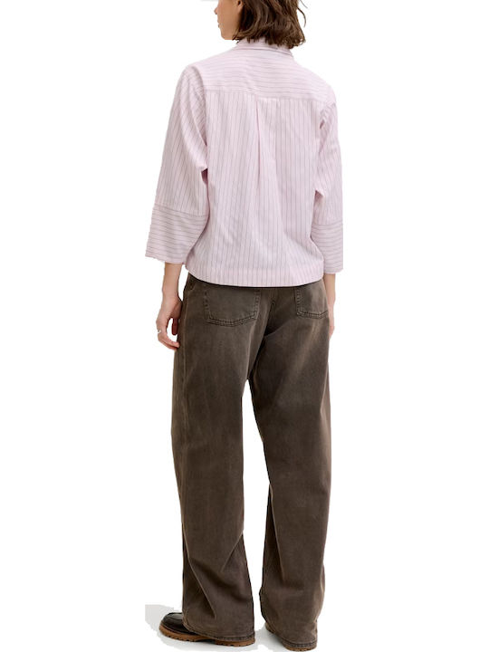 Jack & Jones Γυναικείο Πουκάμισο Μαυρο- Ροζ