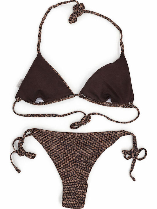 Set Bikini Triunghi Cu Burete Detașabil Și Brazilia Maro