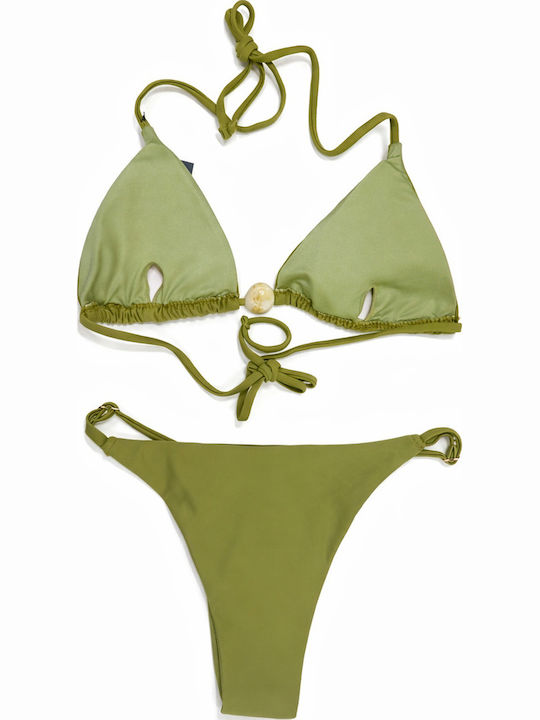 Set Bikini mit Abnehmbarer Verstärkung Grün