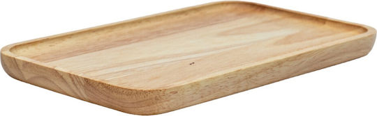Ξύλινα Ορθογώνια Πιάτα Rubberwood Με Τοίχωμα 25x20 Εκ