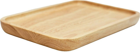 Ξύλινα Ορθογώνια Πιάτα Rubberwood Με Τοίχωμα 25x20 Εκ