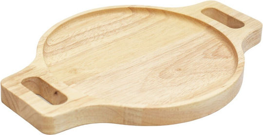 Ξύλινο Στρογγυλό Πιάτο Rubberwood Με Τοίχωμα 28x28 Εκ.