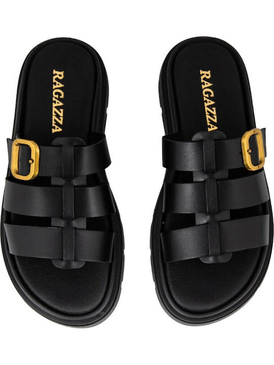 Δερμάτινα Γυναικεία Ανατομικά Σανδάλια New Black