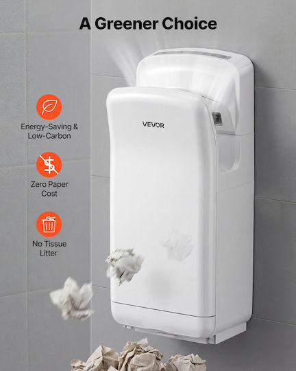 Vevor Plastic Hand Dryer With Sensor In White Colour 1.95kW LSGSJBSSL000DILPE001V2