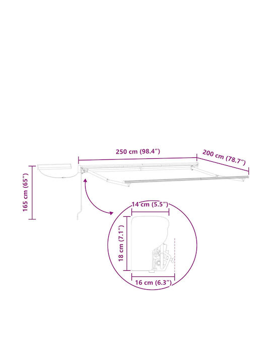 vidaXL Τέντα Βεράντας Κίτρινη 2.5x2m