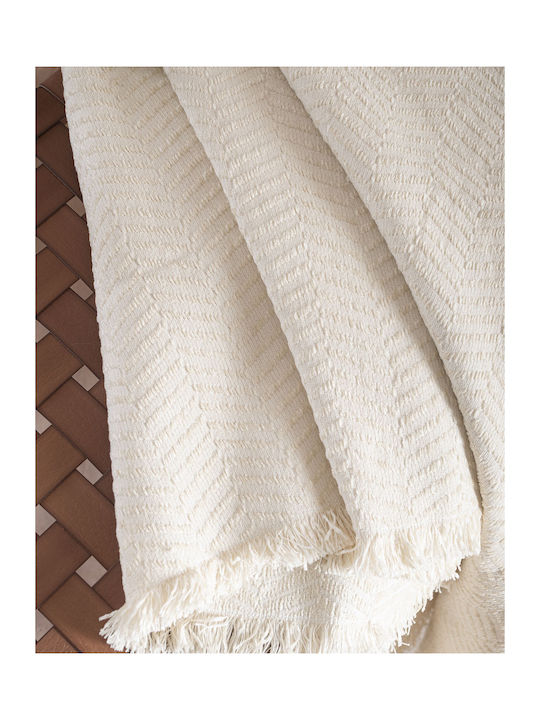 Rythmos Yard Three-Seater Sofa Throw 2 Sides Chenille 180x280cm Ecru 117-193-3036