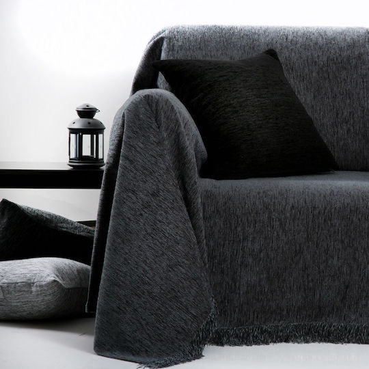 Anna Riska 1300 Dreisitzer-Sofa Wurf Chenille 180x280cm Dunkelgrau
