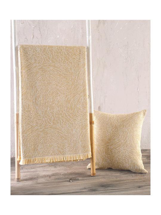 Rythmos Terrain Decken & Couchdecken Viersitzer-Sofa Überwurf Zwei Seiten Jacquard 180x330cm Beige