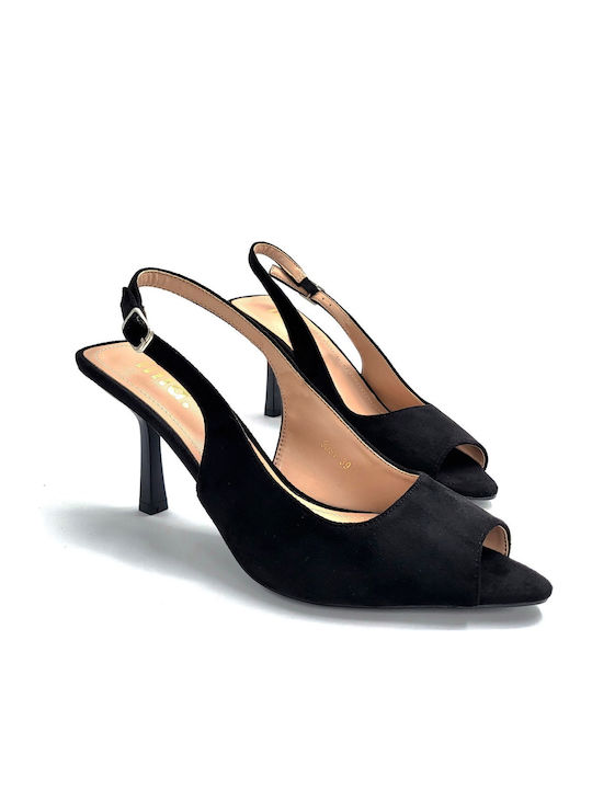 Wildleder Peep Toe Pumps Schwarz