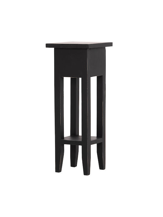 Square Side Table Ramu Made of Solid Wood with Drawers Black M25xW25xH66.5cm
